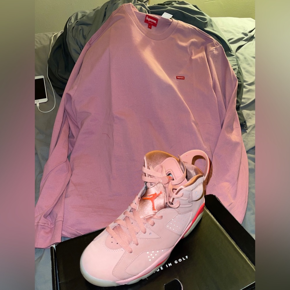 Supreme small box long sleeve tee pink